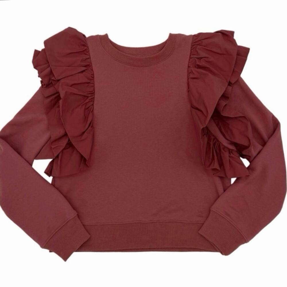 En Saison Gabriela Flutter Sleeve Sweatshirt Maroon I XS